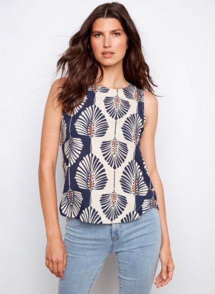 SLEEVELESS LINEN TAHITI BLOUSE