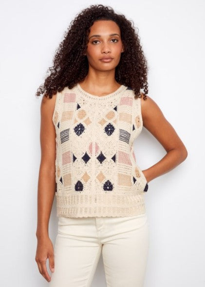 GEOMETRIC CROCHET TANK