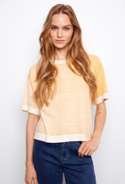 REVERSE PRINT S/S SWEATER