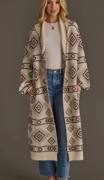 CREAM & BROWN WESTERN CARDIGAN
