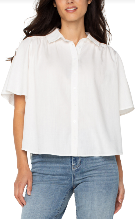 HALF SLEEVE BUTTON FRONT BLOUSE