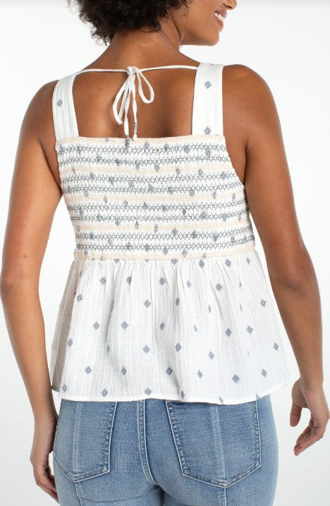 TIE BACK SMOCKED TOP