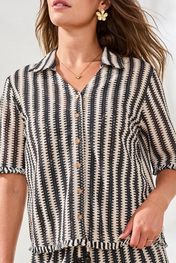 JACQUARD STRIPE CAMP SHIRT