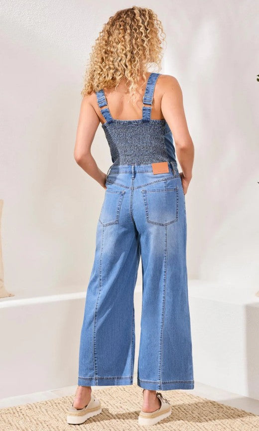BLUE THREAD TENCEL JUMPSUIT