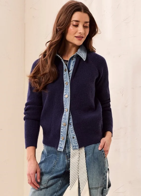 MIXED MEDIA SWEATER JACKET