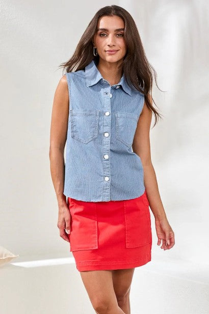 BAJA DENIM SLEEVELESS TOP