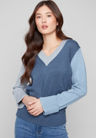 COLORBLOCK V-NECK SWEATER