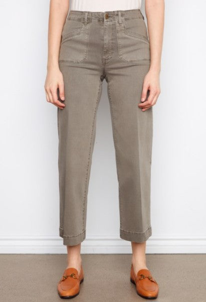 WIDE LEG TWILL CROPS W/PATCH POCKETS