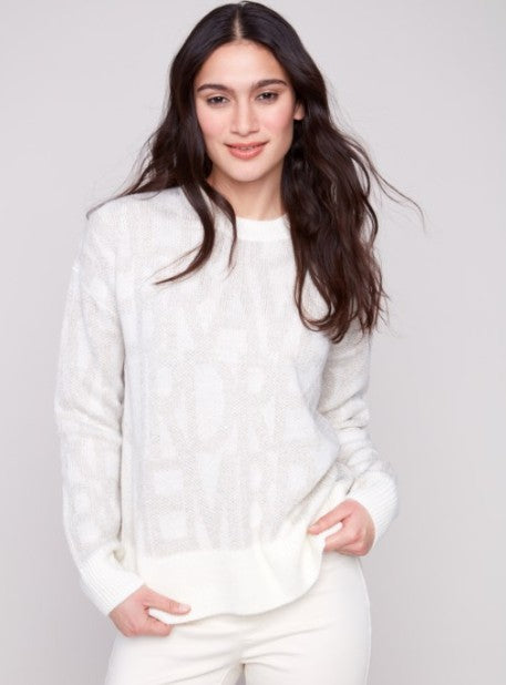 LONG SLEEVE CREW NECK JACQUARD SWEATER