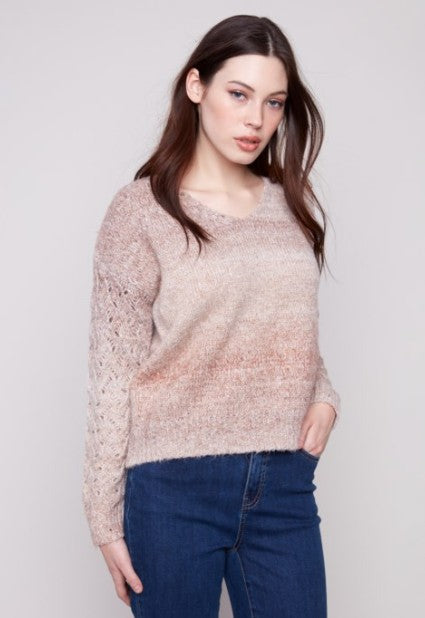 SPACE DYE YARN SWEATER LATTE