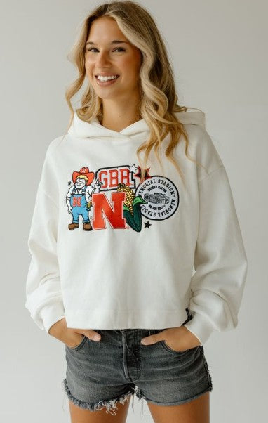 NE LAYER PATCH LUXE CROP HOODIE