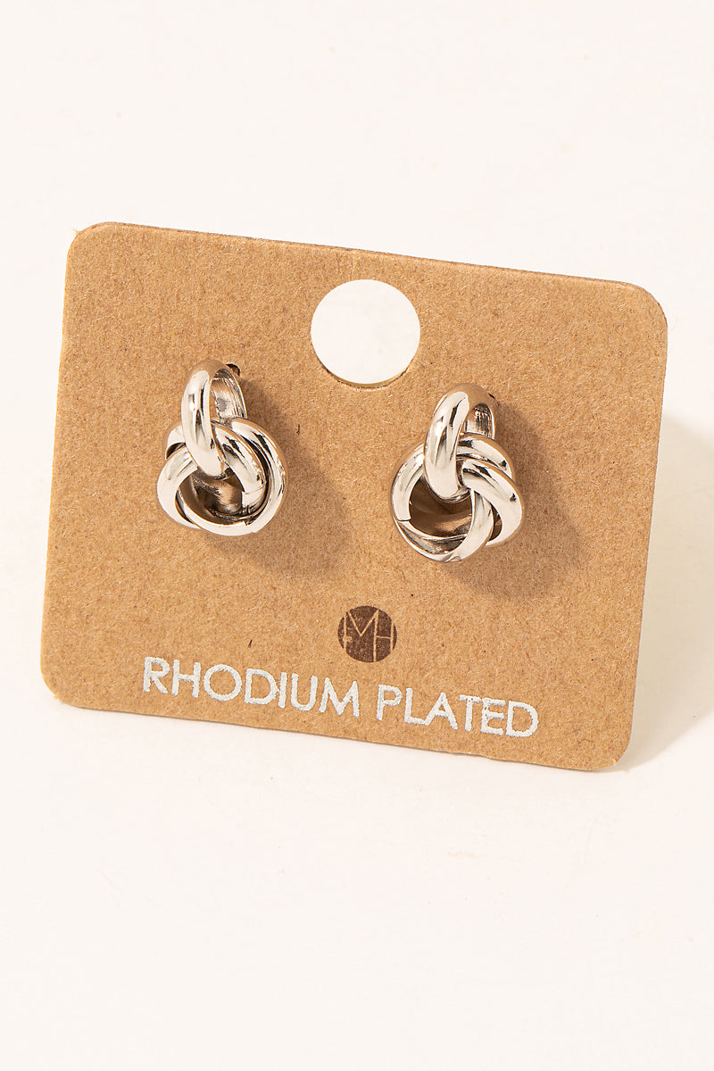 METALLIC KNOT STUD EARRINGS