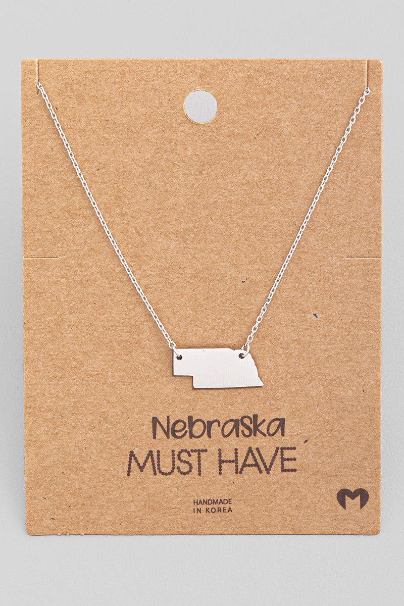 NE STATE PLATED NECKLACE