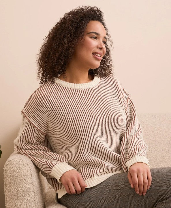 STRIPED SWEATER W/ SIDE SLITS