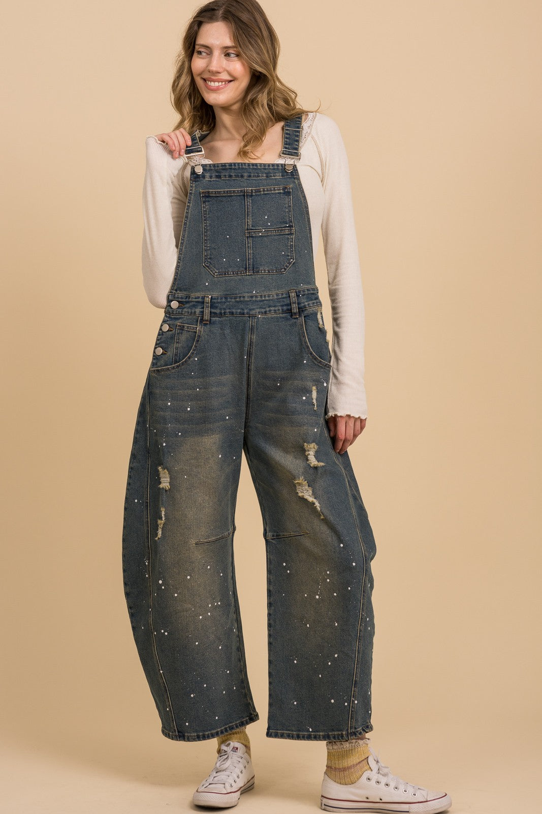 BARREL DENIM OVERALLS