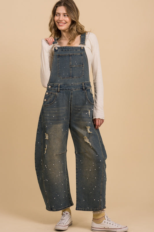 BARREL DENIM OVERALLS