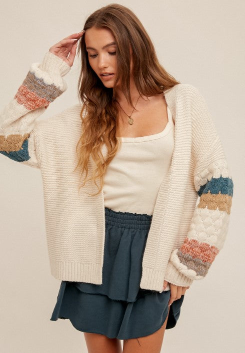 BUBBLE SLEEVE CARDIGAN