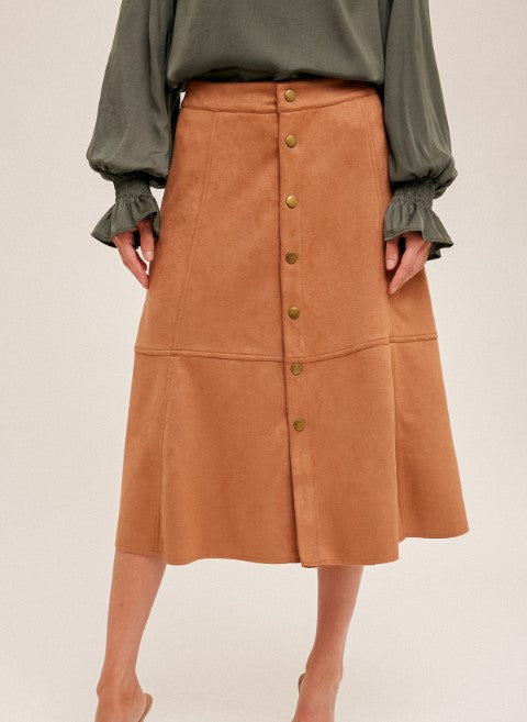 FAUX SUEDE MIDI SKIRT