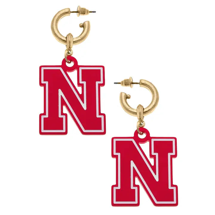 HUSKER DROP HOOP EARRINGS