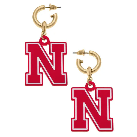 HUSKER DROP HOOP EARRINGS