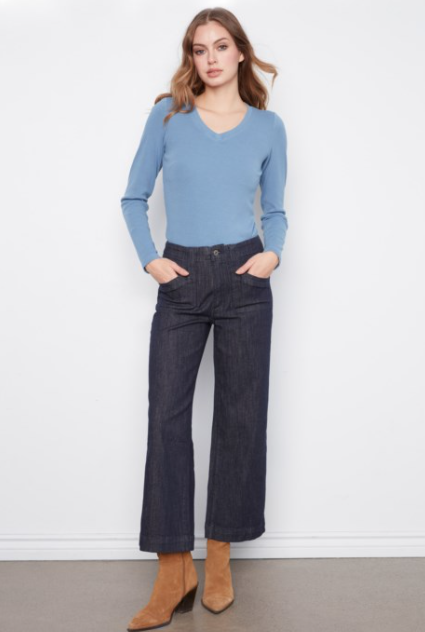 DEEP BLUE CROPPED WIDE LEG C5660