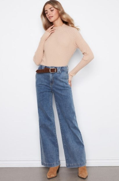 FLARE DENIM W/BELT C5807