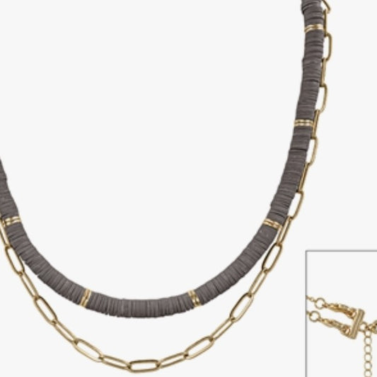 GRAY AND GOLD NECKLACE