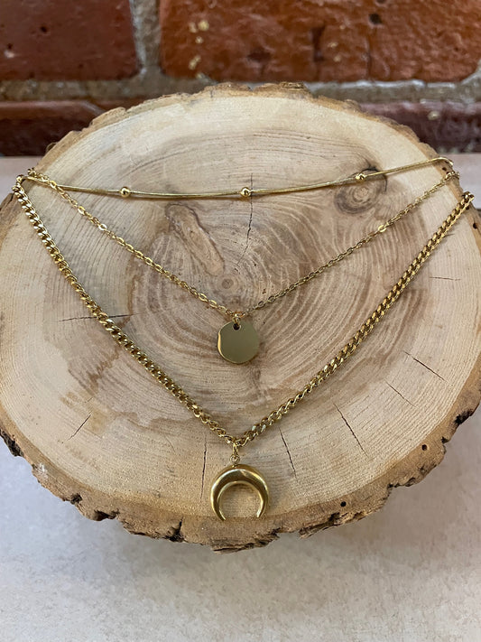 S&K MOON NECKLACE STACK