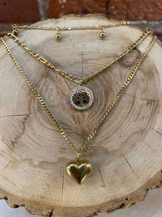 TREE & HEART NECKLACE STACK