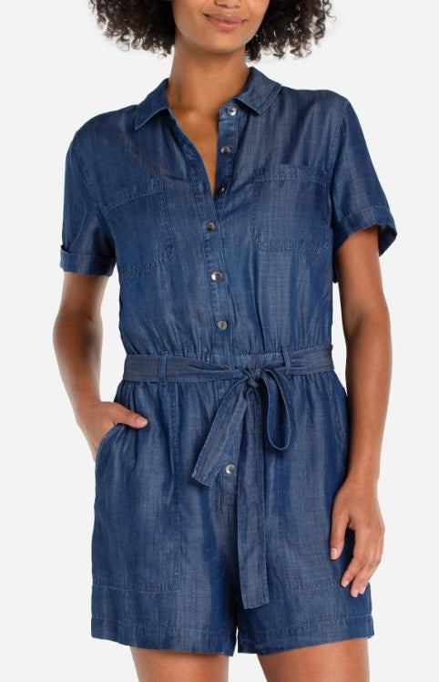 SHORT SLEEVE ROMPER W/TIE