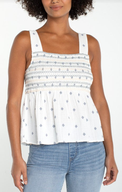 TIE BACK SMOCKED TOP