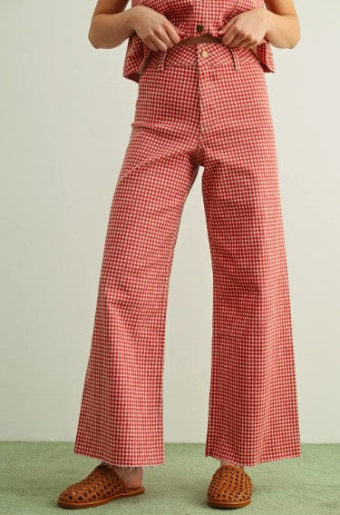 RED GINGHAM PANTS
