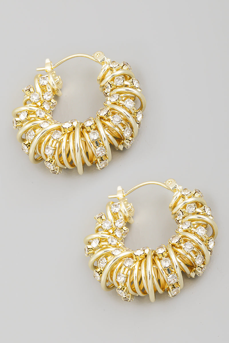 PAVE & WIRE WRAPPED HOOPS