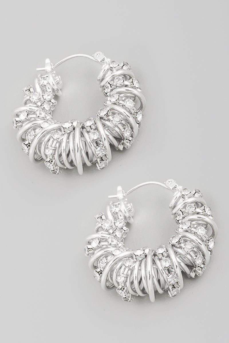 PAVE & WIRE WRAPPED HOOPS