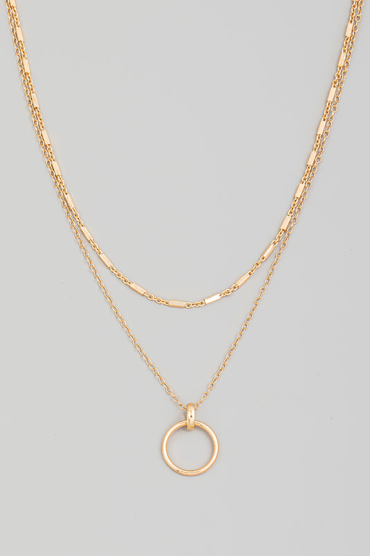 RLN6871 HOOP PENDANT LAYERED NECKLACE