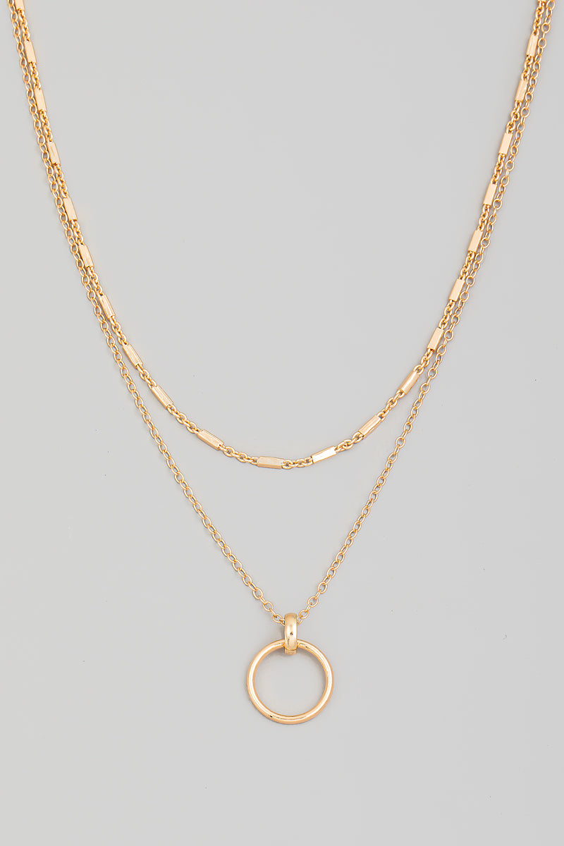 RLN6871 HOOP PENDANT LAYERED NECKLACE