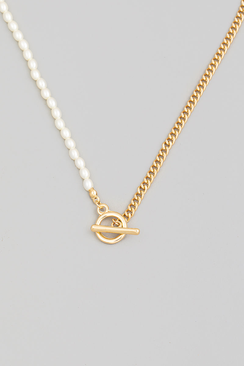 PEARLY BEAD AND CHAIN NECKLACE