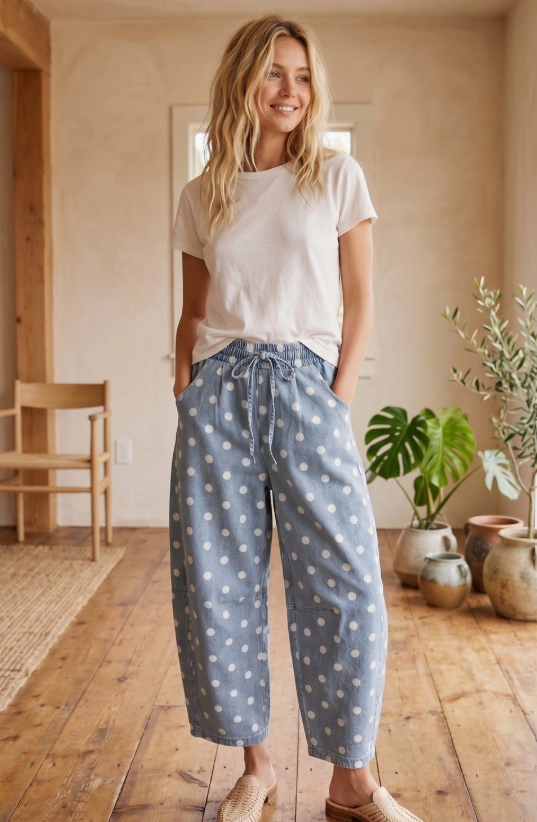 POLKA DOT LT DENIM BARRELS