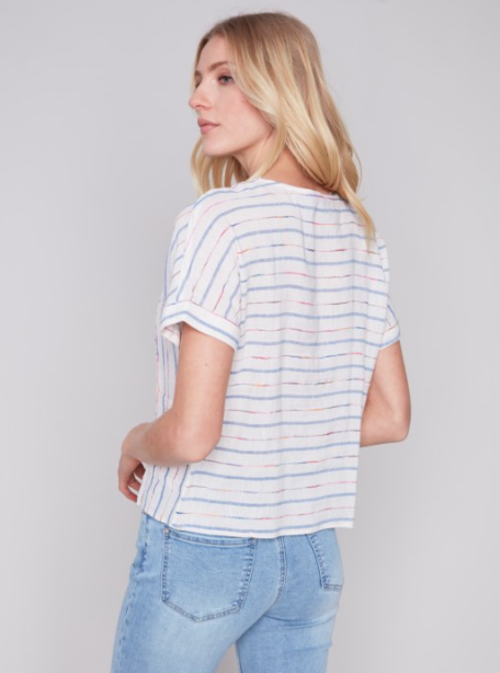 EMBROIDERED STRIPE TOP