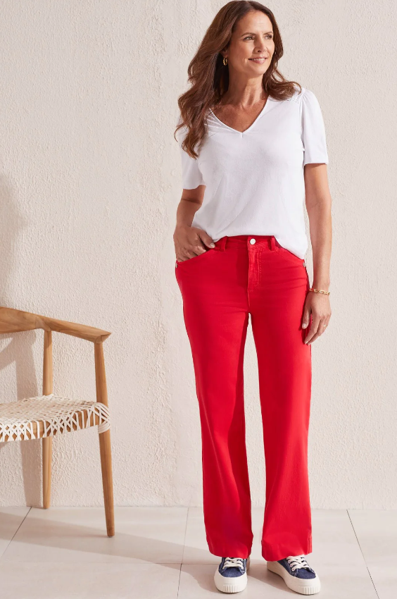 FLY FRONT WIDE LEG PANTS