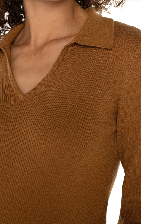 LONG SLEEVE COLLARDED SWEATER