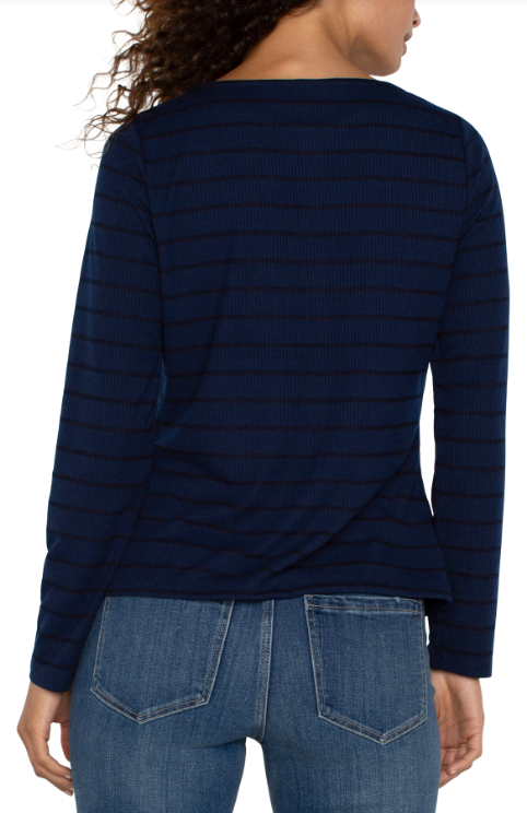 LONG SLEEVE BOAT NECK KNIT TOP