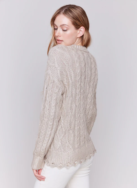 MATTALIC CABLE KNIT SWEATER