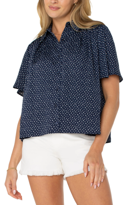 HALF SLEEVE BUTTON FRONT BLOUSE