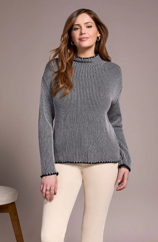 TWO TONED RIBBED SWEATER