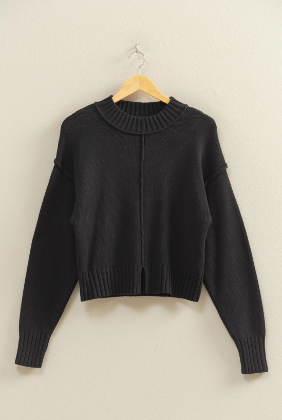 MOCK NECK SEAM FRONT SWEATER