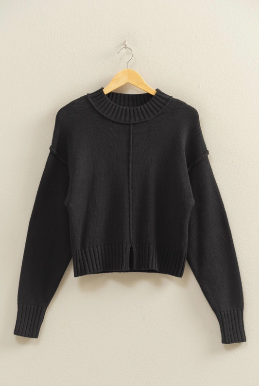 MOCK NECK SEAM FRONT SWEATER