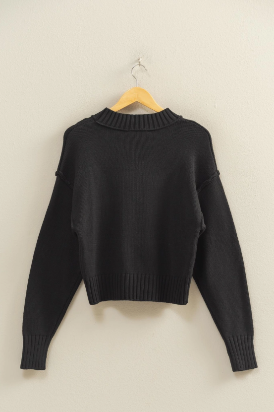 MOCK NECK SEAM FRONT SWEATER