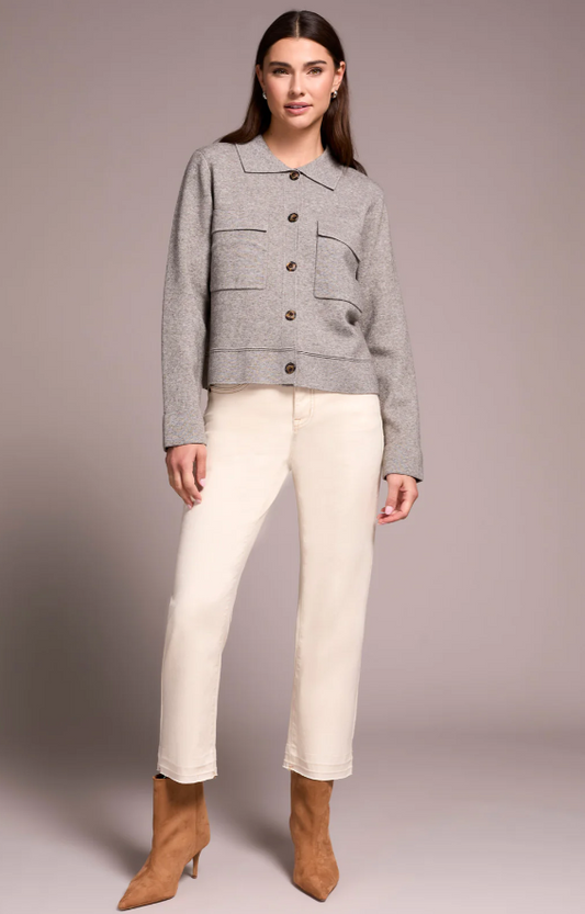 DOUBLE KNIT COLLARED SWEATER