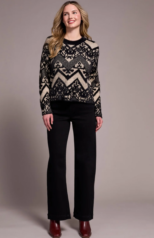 DOUBLE KNIT EYELASH CREW NECK SWEATER